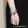 Bufanda de Seda de Moda Vintage con Estilo de Nicho, Accesorio de Pulsera, Cinta de Bufanda para Cuello Ajustable con Cuentas de Lujo Ligero de Moda