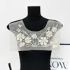 Nuevo cuello de chal de lentejuelas con cuentas hecho a mano, flor, bordado de malla, cuello de strass con cuentas de alta resistencia, flor en el cuello delantero, accesorio para prenda