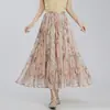 Moda Falda Floral de Cintura Alta para Mujer 2026 Nuevo Primavera/Verano Estilo Delgado Adelgazante Fluida Falda de Línea A Acampanada
