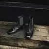 Botas Chelsea de Cano Curto de Couro de Bezerro Lavado de Alta Qualidade, Salto Bloco Chunky Retrô para Mulheres, Botas Finas com Bico Quadrado, Novo Modelo 2026 Botas de Cano Curto