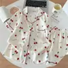 Novos Pijamas de Algodão Nuvem Amassado para Mulheres, Conjunto de Três Peças, Estampado Primavera/Verão, Gola Lapela, Roupa de Casa Fofa para Mulheres