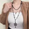 Collar de cuentas cruzadas de estilo gótico, cadena de suéter apilada larga, nicho de diseño de alta gama, joyería de moda europea y americana