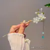 Requintado Pêssego Flor Tassel Antique Hairpin Simples Moderno Disco Hair Shake High-end Sense Hairpin Cheongsam Hanfu Hair Hairpin das mulheres