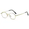 Gafas de Nuevo Estilo con Alambre Dorado Anti-Luz Azul Sin Receta para Mujer, Monturas de Gafas de Alambre Ovalado de Oro Puro, Monturas Pequeñas de Moda, Se Pueden Adaptar con Lentes Graduados