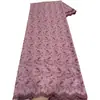 Tela de algodón con borde ondulado y bordado floral en stock, Tela de encaje para bodas nigerianas, Encaje de Voile Suizo