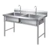 Acero Inoxidable 304 Personalización de Fregadero Fregadero Comercial de Acero Inoxidable Fregadero Simple/Doble/Triple Lavabo con Ranura de Desagüe Fregadero de Forma Irregular