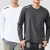 [230g] Camiseta de manga larga para hombre, corte holgado, cuello redondo, adecuada para primavera y otoño, capa interior fina, camiseta básica versátil