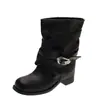 Botines Martin cortos de chica hot desgastados para mujer, nuevos verano y otoño 2026, estilo western con hebilla de cinturón, botines cortos de tacón para otoño