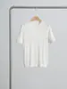 Tricô Personalizado Novo Estilo Verão Textura de Seda de Amora Manga Curta para Mulheres, Corte Justo, Respirável, Blusa Gola Redonda para Mulheres