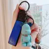 Collar de silicona con llavero de oso, creativo, lindo oso violento, colgante de coche, anillo para pareja, colgante de mochila escolar, venta al por mayor