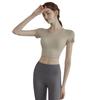 Novo Roupa de Yoga de Verão 2026 para Mulheres, Tops Esportivos Fitness de Manga Curta com Bojos, Roupas de Treino Respiráveis de Caimento Justo, Personalizado