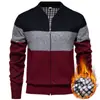Comercio Exterior Otoño e Invierno Nuevo Suéter Forrado de Polar para Hombre Moda Coreana Chaqueta Cardigan de Punto para Hombre Ropa de Béisbol Casual para Hombre