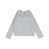 Camiseta Wulibu Yi para meninas coleção outono 2026 gola com babados manga longa base ajustada vestido top para meninas