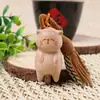 Colgante Llavero Gato de Madera Maciza de Haya con Borla, Accesorio de Bolso Gato de la Suerte, Adorno Colgante Lindo de Gato