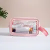 Nueva Bolsa de Tocador de PU de Moda, Esencial para Viajes, Bolsa de Maquillaje Portátil Visible, Bolsa de Almacenamiento para Cosméticos Engrosada y Duradera