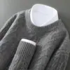 Baicai Rong 2026 Otoño/Invierno Nuevo Estilo Suéter 100% Lana Pura para Hombre Cuello Redondo Jersey Grueso Tejido de Cable Capa Base