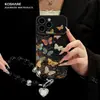 Pulseira Borboleta Colorida Adequada para Capa de Celular Apple 17 Outono e Inverno Iphone18Promax Pele de Ovelha 16 Novo Modelo Feminino 14
