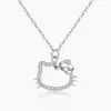 Collar Hellokitty de cobre blanco puro que no se decolora, regalo de cumpleaños para mujer, para novia, colgante de Hello Kitty