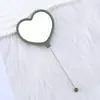 Nuevo Espejo de Maquillaje de Mano con Forma de Corazón Espejo de Corazón Creativo DIY con Perlas Espejo de Maquillaje de Plástico Portátil de una Cara Venta al por Mayor