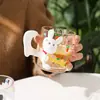 Conejo lindo de dibujos animados vidrio pintado a mano de alto valor taza de agua de oficina en casa taza de leche para el desayuno taza de café venta al por mayor