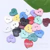Botões Coração Pintados com Spray de Bolinhas Coloridas, Botões Coração Pêssego em Cores Macaron, Botões de Desenho Animado para Camisas Infantis