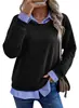 Otoño 2026 Nuevo Ropa de Mujer Europea y Americana de Amazon Manga Larga Moda Casual Cuello Solapa Sudadera de Dos Piezas Falsas Patchwork