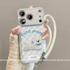Adequado para Capa de Celular Iphone17, High-End e Fofo Apple 16Promax Desenho Animado 15 Xadrez Azul Cachorro Bordado