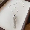 Collar de perlas con colgante de vidrio Maillard, diseño único, estilo vintage, cadena versátil para suéter, accesorio elegante para mujer
