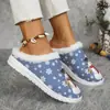 Nuevos Zapatos de Mujer Tallas Grandes Transfronterizos Pantuflas de Algodón Navideñas Pantuflas de Algodón Estilo Festivo para Mujer Algodón Peludo Cómodo Plano de Otoño e Invierno para Mujer