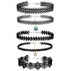 Vintage Dark Gothic Lace Choker Collar Moda Flor Renda Chocker Stretch Colar Combinação