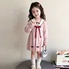 Nuevo Vestido Suéter para Niña Otoño Invierno Elegante Dulce Bordado Chic Tejido Lazo Manga Larga Vestido de Princesa