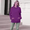 Suéter de Moda Transfronterizo para Mujer Color Sólido Polar Cálido Otoño e Invierno Sudadera con Capucha Personalizada Holgada Jersey Top
