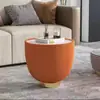 Mesa de Café Redonda de Piedra, Lujo Ligero Estilo Moderno Italiano, Adecuada para Apartamentos Pequeños, Sala de Estar Minimalista, Combinación Creativa Popular para Uso Doméstico