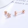 Aretes con Patrón de Tornillo de Estrella de Cinco Puntas para Mujer Plata de Ley 925 Simple ins Pequeño y Exquisito Forma de Amor Uña para Hueso de la Oreja Joyería para la Oreja