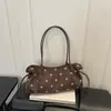 2026 Nuevo Bolso de Mano de Lino de Gama Alta de Nicho con Lunares Versátil para Viajes de Negocios Gran Capacidad Bolso de Hombro Único