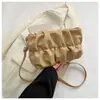 Bolsa Feminina Plissada Estilo Coreano Novo Modelo 2025 Simples Casual Bolsa de Ombro Axila Outono e Inverno Casual Pequena Transversal
