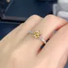 Anillo de Diamante Mosan Color Dorado Moissanita Amarilla Soporte Mayorista Cualquier Identificación con Certificado Precio de Mayorista