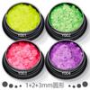 Serie Fluorescente de Venta Caliente Transfronteriza 1+2+3 mm Redondo Polvo de Cebolla Arte para Uñas Degradado Polvo Láser Esmalte de Uñas en Gel