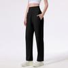 Pantalones Deportivos Casuales de Cintura Alta Color Nude de Doble Cara para Mujer, Corte Holgado Adelgazante, Pantalones Rectos Profesionales para Correr, Fitness, Yoga