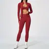 Traje Esportivo de Alta Elasticidade Transfronteiriço Altura Cintura Levantar Glúteos Corrida Conjunto de Três Peças Pilates Treinamento Conjunto Fitness 5112