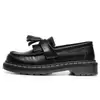 Mocasines Transfronterizos con Borla Blanca para Mujer, Zapatos Pequeños de Cuero Genuino de Caña Baja, Zapatos Casuales Estilo Británico para Mujer, Estudiante, Puntera Redonda