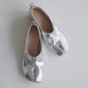 Versão em Pele de Ovelha ~ Sapatos de Salto Baixo de Cano Baixo Sapatos de Dedo de Porco em Couro Genuíno Sentido Avançado Mary Jane Prata Calçados Femininos
