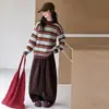 Tricô de primavera e outono para meninas 2026 nova moda outonal suéter versátil blusa de frio conjunto de calças casuais para usar como base
