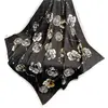 Bufanda de Camelia Perlada Tejido de Sarga Seda Bufanda Cuadrada Grande Chal Protector Solar para Viaje Pañuelo Decorativo para la Cabeza Bufanda Pequeña Chanel de 90cm