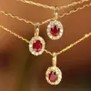 Entrega Directa de Fábrica Shuibei Collar Tesoro Color Rubí Natural Diamante Real Oro Real 18K Joyería Retro Exquisita Elegante para Mujer