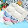Plato de cena creativo de paja de trigo, plato dividido de plástico para uso doméstico infantil, vajilla de jardín de infantes, plato de desayuno, plato para comida de bebé
