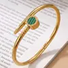 Pulseira de aço inoxidável, estilo ins europeu e americano vintage, pino de concha multicolorido em ouro maciço 18K feminino, pulseira popular versátil de titânio