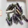 Colgante de Botella de Deseos de Amor de Doble Punta Transfronterizo, Colgante de Columna Hexagonal Luna Gota de Agua Envuelto en Alambre Hecho a Mano, Colgante de Botella de Perfume con Forma de Corazón