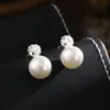 Pendientes de Perla Sintética con un Solo Diamante para Mujer Estilo Nuevo 2026, Elegantes Pendientes de Noche, Pendientes a Juego, Estilo de Moda y Versátil