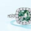 Anillo transfronterizo nuevo personalizado de ágata de planta de agua natural para mujer plata S925 totalmente engastado 5A circonio anillo de dedo europeo y americano lujo ligero elegante